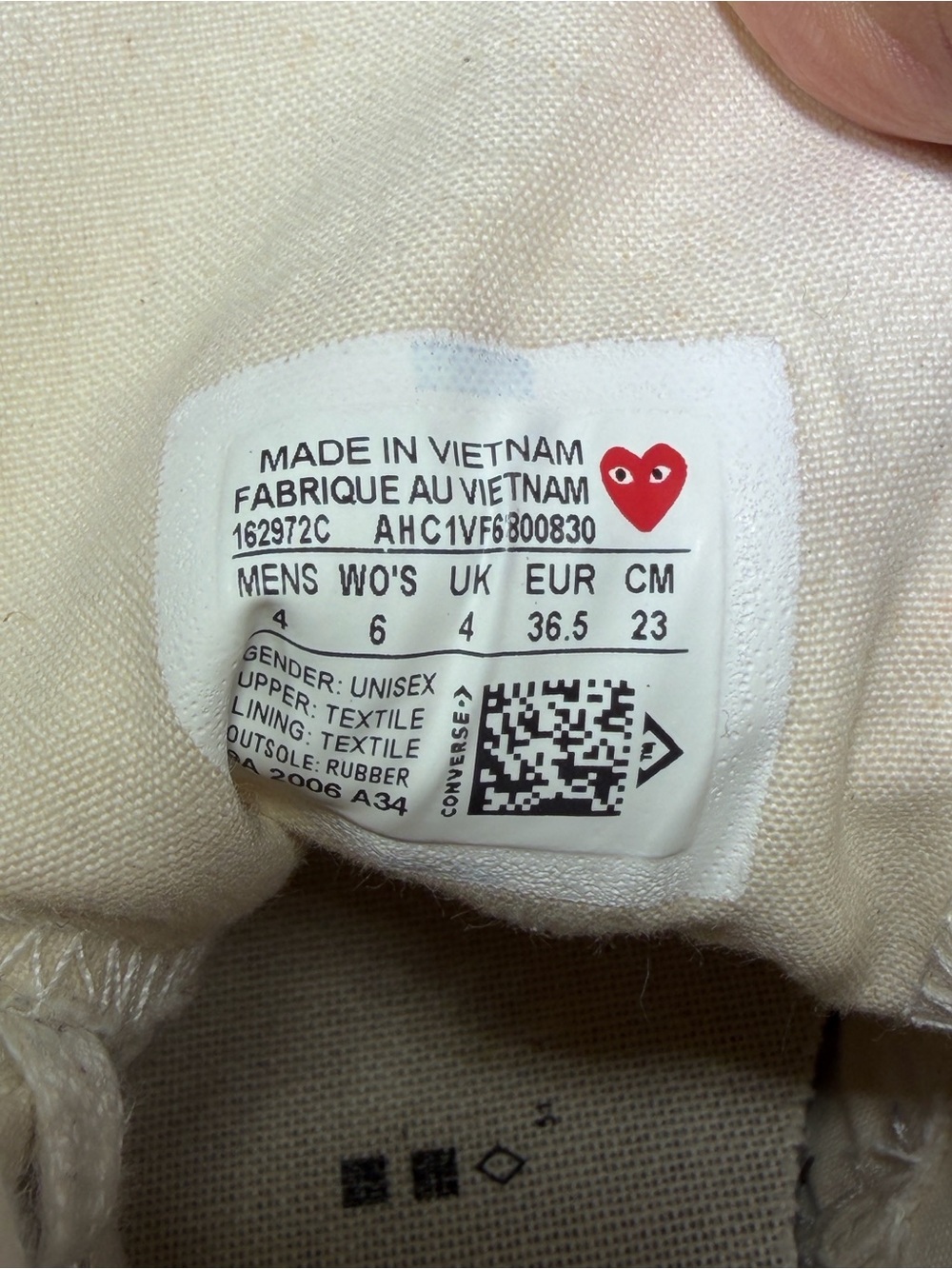Converse Chuck High Comme Des Garcons Play Multi Heart White High Top Women's 6 - Picture 7 of 7